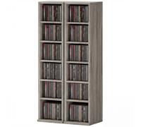 HOMCOM Lot de 2 étagères colonnes armoire de rangement CD-DVD 12 compartiments 21 x 22,5 x 88,5 cm capacité 204 CD gris