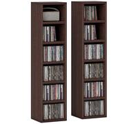 HOMCOM Lot de 2 étagères colonnes Armoire de Rangement CD-DVD 6 + 6 Compartiments 21 x 19,2 x 88,3 cm capacité Max. 160 CD Effet Bois Marron