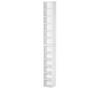 HOMCOM Lot de 2 étagères colonnes Armoire de Rangement CD-DVD 6 + 6 Compartiments 21 x 22,5 x 88,5 cm capacité Max. 204 CD Blanc