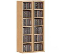 HOMCOM Lot de 2 étagères colonnes Armoire de Rangement CD-DVD 6 + 6 Compartiments 21 x 22,5 x 88,5 cm capacité Max. 204 CD Effet Bois Naturel