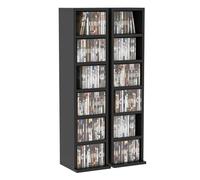 HOMCOM Lot de 2 étagères colonnes Armoire de Rangement CD-DVD 6 + 6 Compartiments 21 x 22,5 x 88,5 cm capacité Max. 204 CD Noir