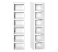 HomCom Étagères colonnes lot de 2 - Rangement CD/DVD 6+6 compartiments 21x19x88 cm blanc