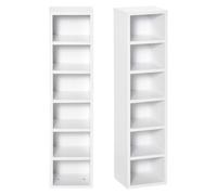HOMCOM Lot de 2 Étagères Colonnes CD-DVD 6 + 6 Compartiments Blanc | Armoire de Rangement, Capacité Max. 160 CD, 21L x 19l x 88H cm