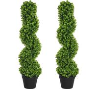 HOMCOM Lot de 2 eucalyptus artificiels en spirale, plante d'intérieur de 90 cm, plante artificielle, grandes plantes décoratives en pot pour la maison, le bureau, l'entrée, le jardin, vert