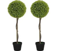HOMCOM Lot de 2 Eucalyptus artificiels, plante d'intérieur de 90 cm, plante artificielle en pot, grandes plantes décoratives pour la maison, le bureau, l'entrée, le jardin, vert