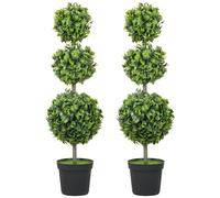 HOMCOM Lot de 2 Grands buis artificiels en Pot - 100 cm - avec Protection UV comme de véritables - pour Salon, Chambre à Coucher, Bureau, Jardin - Décoration Moderne - Cadeau
