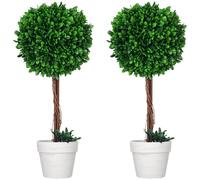 HOMCOM Lot de 2 Grands buis artificiels en Pot - 60 cm - Plantes artificielles en Plastique résistant aux UV - pour Salon, Chambre à Coucher, Bureau, Jardin - Décoration Cadeau