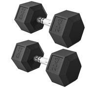 HOMCOM Lot de 2 Haltères Courtes Haltère Hexagonale 40 kg Noir