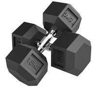 HOMCOM Lot de 2 Haltères courtes poids 30 kg - 2 pièce, Haltère Hexagonale Entraînement Musculaire & Haltérophilie - Métal Caoutchouc Noir