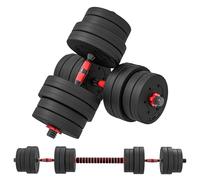 HOMCOM Lot de 2 Haltères Musculation 2-en-1 30 kg Poids Réglable Noir Rouge