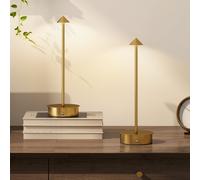 HOMCOM Lot de 2 Lampes de Table LED Rechargeables avec USB et Contrôle Tactile et Lumière Réglable Ø10x30 cm Doré