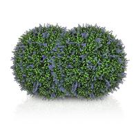 HOMCOM Lot de 2 lavandes artificielles, Plante d'intérieur de 42 cm, Plante Artificielle en Forme de Boule, Grandes Fleurs artificielles décoratives pour la Maison, Le Bureau, l'entrée, Le Jardin,