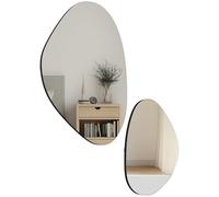 HOMCOM Lot de 2 miroirs muraux, miroirs décoratifs irréguliers en Forme de Galet avec Cadre en métal, pour Salon, entrée, Chambre, Couloir, Noir