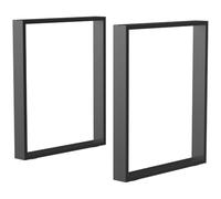HOMCOM Lot de 2 Pieds de Table Rectangulaires Hauteur 72 cm en Acier Noir | Pieds pour Table à Manger, Montage DIY, avec Embouts de Protection