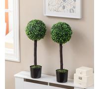 HOMCOM Lot de 2 Plantes Artificiel Arbre Boules de buis avec Tronc et Pot Inclus - Hauteur 60 cm Description : Doublez la beauté naturelle dans la maison, sans entretien - ces deux buis Outsunny Fabri
