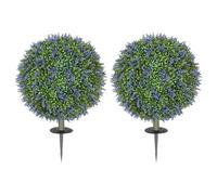 HOMCOM Lot de 2 plantes artificielles de lavande - 60 cm - Avec protection UV - Plantes artificielles comme de vraies plantes avec piquets de sol pour chambre à coucher, salon, bureau, jardin