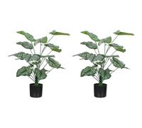 HOMCOM Lot de 2 Plantes artificielles intérieures 65 cm, Pommier Arbre Artificiel avec Pot en Plastique et Flocage, Fausse Plante Vert décoration pour Maison, Bureau, Salon, Chambre