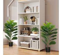 HOMCOM Lot de 2 plantes artificielles intérieures 80 cm figuier arbre artificiel avec pot en plastique et flocage vert