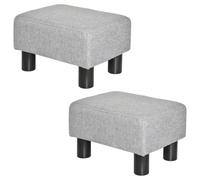 HOMCOM Lot de 2 Poufs Repose-Pied en Tissu de Lin 40 x 30 x 24 cm Gris