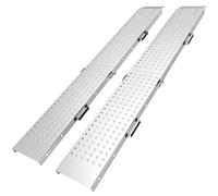 HOMCOM Lot de 2 Rampes de Chargement Pliantes avec Poignées et Surface Antidérapante, Charge Max. 400 kg, 180 x 25,5 cm, Argent