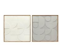 HOMCOM Lot de 2 tableaux abstraits 3D, décoration murale en bois géométrique, suspendu décor moderne pour salon, chambre à coucher, bureau, 80 x 80 cm, blanc
