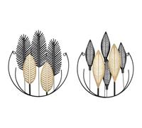 HOMCOM Lot de 2 tableaux muraux 3D en métal - Décoration murale moderne - Décoration murale - Décoration murale - Salon - Noir - Or - 40 x 46 cm