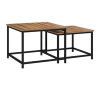 HOMCOM Lot de 2 Tables Basses avec Aspect Bois, Design Industriel, empilables, pour Salon, Chambre à Coucher, Couleur Naturelle