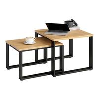 HOMCOM Lot de 2 Tables Basses avec Cadre en métal - Table d'appoint pour Salon, Chambre à Coucher, Balcon - Naturel