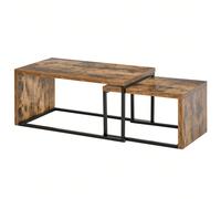 HOMCOM Lot de 2 Tables Basses gigognes Design Industriel encastrable dim. Grande Table 90L x 48l x 42H cm métal Noir Aspect Vieux Bois Description:Apportez une touche industrielle élégante à votre int