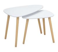 HomCom Lot de 2 tables basses – MDF 59,5×39,5×45 cm – Blanc