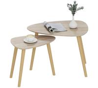 HomCom Lot de 2 tables basses gigognes Design scandinave, pieds et plateaux en bois, aspect naturel