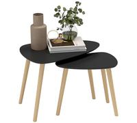 HOMCOM - Lot de 2 tables basses gigognes design scandinave - Pieds et plateau en bois - Noir
