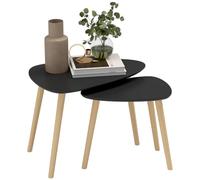 HOMCOM - Lot de 2 tables basses gigognes design scandinave - Pieds et plateau en bois - Noir