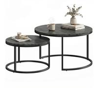 HOMCOM Lot de 2 Tables Basses Gigognes Table Basse Ronde Empilable Noir