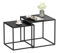HomCom Lot de 2 tables basses gigognes carrées design encastrables acier noir