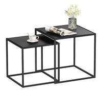 HOMCOM Lot de 2 Tables Basses Gigognes, Tables Gigognes de Salon Noir Mat | Modulables, Acier, Style Industriel