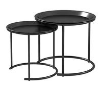 HOMCOM Lot de 2 Tables Basses Rondes Gigognes Acier Ø 43 et Ø 35 cm Noir