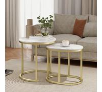 HOMCOM Lot de 2 tables basses tables d'appoint gigognes en acier et plateau verre trempé transparent - table ronde et ovale - transparent Descriptions Longues:Apportez une touche élégante à votre inté