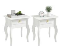HOMCOM Lot de 2 Tables d'appoint, Bout de canapé avec Pieds courbés, tiroir et Plateau spacieux, Table Basse pour Salon, Chambre, 45 x 35 x 55 cm, Blanc