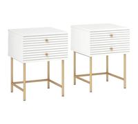 HOMCOM Lot de 2 tables de chevet avec 2 tiroirs, table d'appoint moderne pour chambre à coucher, salon, blanc