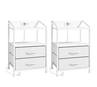 HOMCOM Lot de 2 tables de chevet avec LED et station de recharge, Blanc