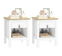 HOMCOM Lot de 2 Tables de Chevet avec Tiroir Moderne 45 x 40 x 55 cm Blanc | Table de Nuit, Compartiment Ouvert, pour Chambre à Coucher, Salon