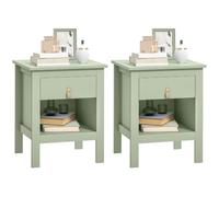 HOMCOM Lot de 2 Tables de Chevet avec Tiroir Moderne 45 x 40 x 55 cm Vert | Table de Nuit, Compartiment Ouvert, pour Chambre à Coucher, Salon