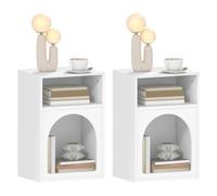 HomCom – Lot de 2 tables de chevet – design troglodyte – 2 niches – 40 x 30 x 60 cm – blanc