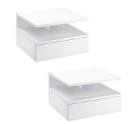 HOMCOM Lot de 2 Tables de Chevet murales - Lot de 2 Tables de Nuit - tiroir Coulissant, Niche, Plateau - Panneaux Particules Blanc