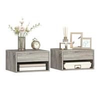 HOMCOM Lot de 2 Tables de Chevet murales, Tables de Nuit suspendues avec tiroir Coulissant, Compartiment Ouvert, Plateau, Style Moderne, 37 x 32 x 21 cm, Gris