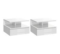 HOMCOM Lot de 2 Tables de Chevet murales, Tables de Nuit suspendues avec tiroir Coulissant, Compartiment Ouvert, Plateau, Style Moderne, pour Chambre à Coucher, 35 x 32 x 22,5 cm, Blanc laqué