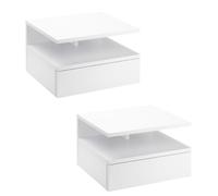 HOMCOM Lot de 2 Tables de Chevet murales, Tables de Nuit suspendues avec tiroir Coulissant, Compartiment Ouvert, Plateau, Style Moderne, pour Chambre à Coucher, 35 x 32 x 22,5 cm, Blanc