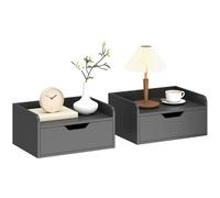 HOMCOM Lot de 2 Tables de Chevet murales, Tables de Nuit suspendues avec tiroir et Plateau à rebords surélevés, Style Moderne, pour Chambre à Coucher, Salon, 40 x 30 x 19,5 cm, Noir