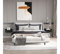 HOMCOM Lot de 2 tables de chevet murales tables de nuit suspendues tiroir plateau aspect bois dim. 40L x 30l x 19,5H cm